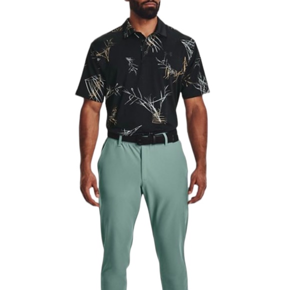 Under Armour Men's UA Playoff Polo 2.0 Black Stretch Golf T-Shirt 1327037 052 - Picture 2 of 8